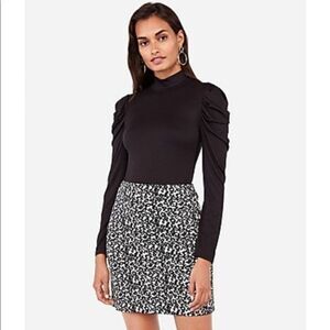 Express Black White Cheetah Leopard Animal Print Stretch Pencil Skirt Small